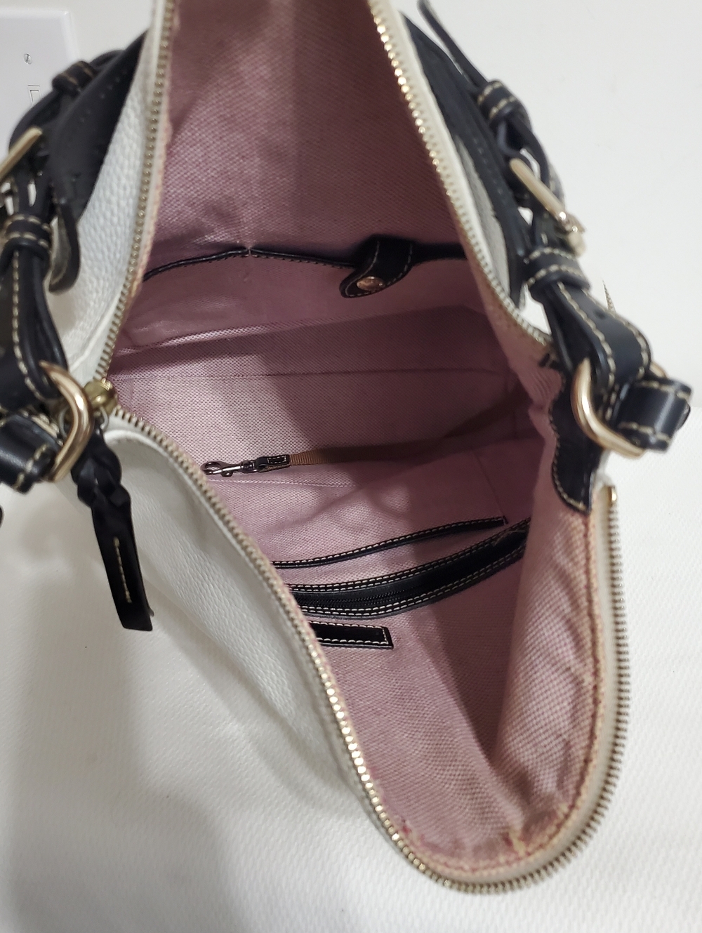 Dooney & Bourke Dillen Large Pocket Sac Hobo Shoulder Bag White Pebble Leather - Picture 10 of 16